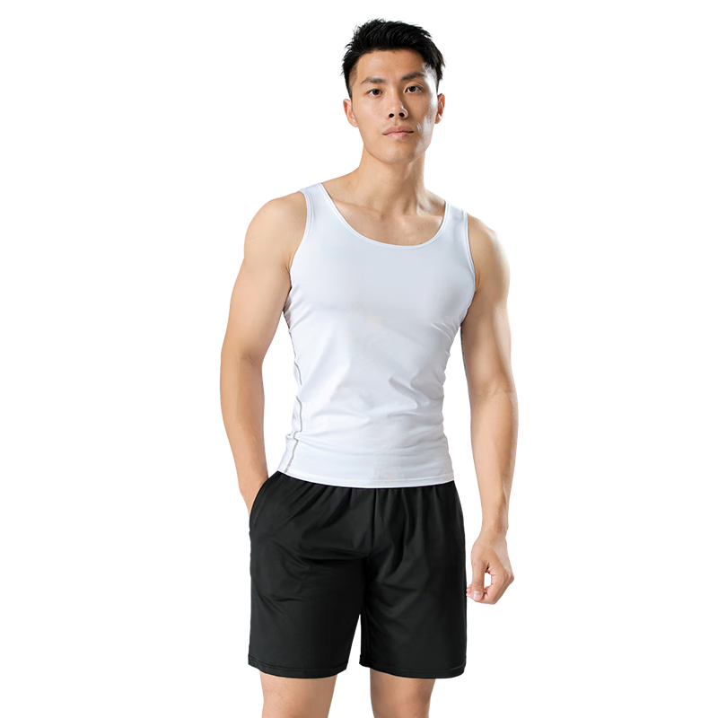 范迪慕運動跑步背心男緊身透氣綜合訓(xùn)練健身籃球服無袖T恤上衣 兩件裝