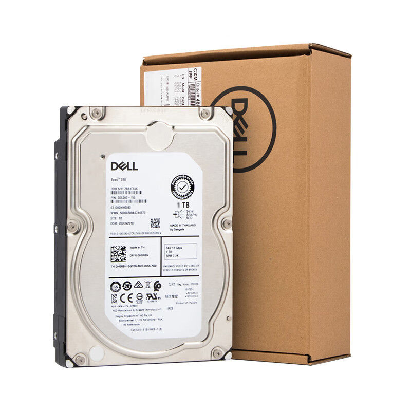 戴尔(DELL)服务器机械硬盘存储SAS接口1T/2T/4T硬盘 2TB SATA 3.5英寸 全新盒装