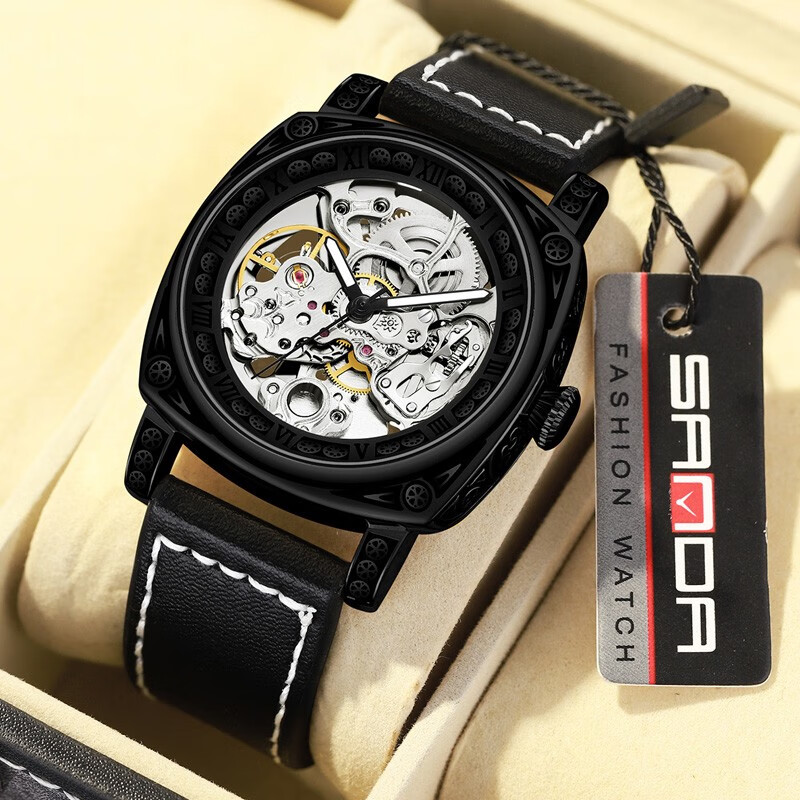 三达全自动机械手表男士新概念镂空透底陀飞轮潮流中学生防水夜光皮带