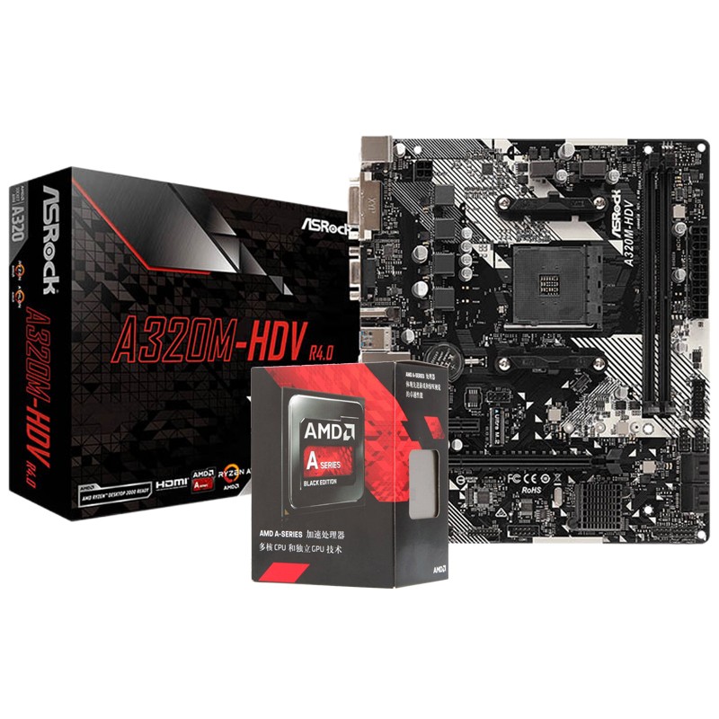 AMD 锐龙R5 3400G/3500X 3200G搭华擎A320M HDV R4.0主板CPU套装 A10 9700套装