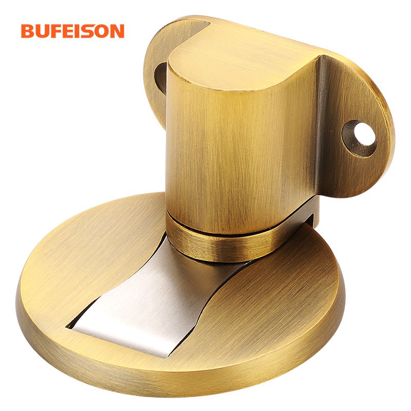 BUFEISON 地吸免打孔新款磁性可調(diào)門吸強(qiáng)磁吸家用衛(wèi)生間廁所門吸防撞升降門阻門碰免釘隱形吸門器 304不銹鋼可調(diào)地吸-黃古銅