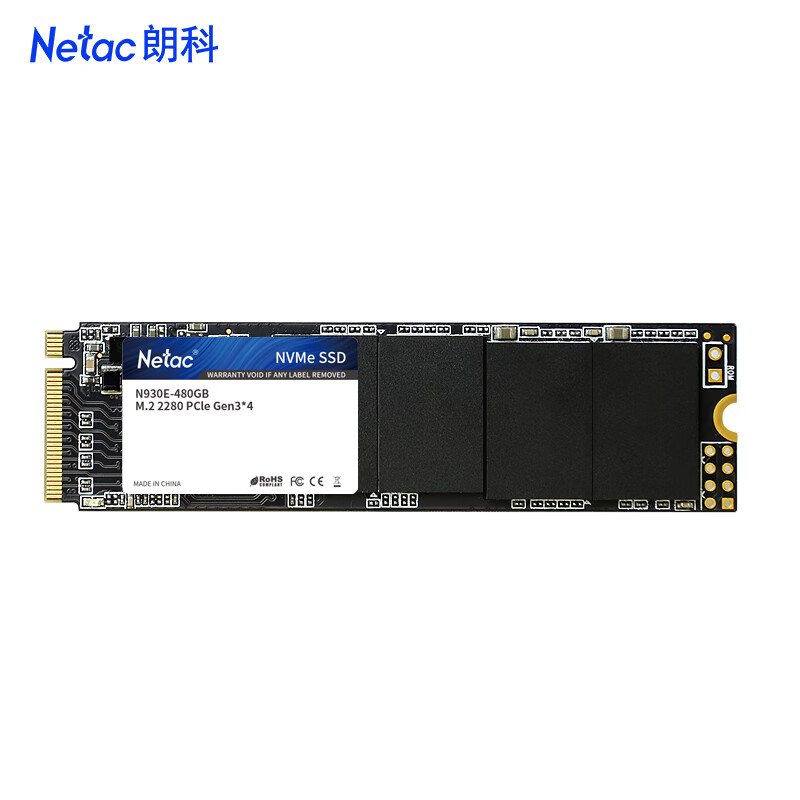 朗科（Netac）480GB SSD固态硬盘 M.2接口(NVMe协议) N930E绝影系列 2000MB/s读速 三年质保