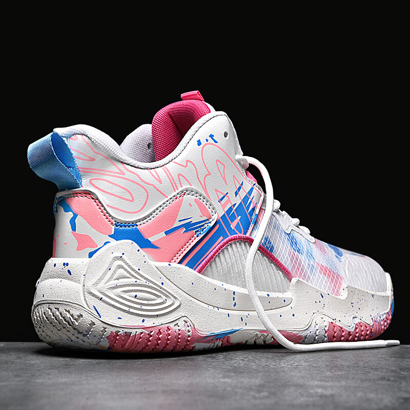 科鑫水泥地减震篮球鞋男高帮实战碳板球鞋液战靴学生运动鞋子女 白粉