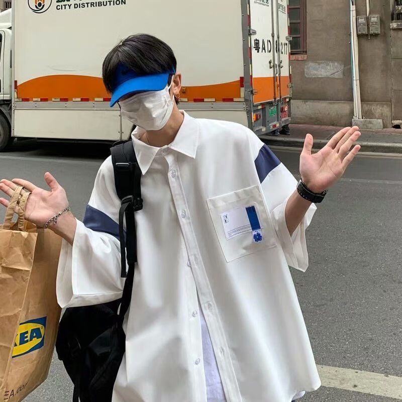 贝吉棋2022夏季新款日系衬衫男韩版宽松ins潮流百搭痞帅气个性衬衣