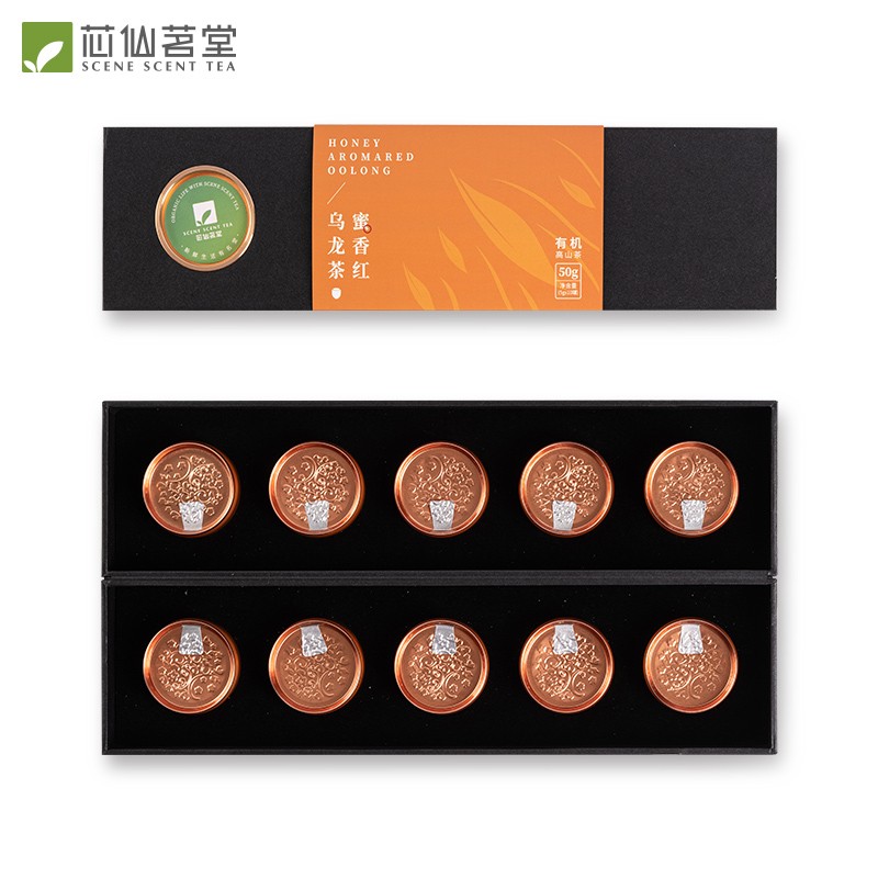 芯仙茗堂 茶叶 有机高山蜜香乌龙茶 特级芯一罐茶礼盒装50g
