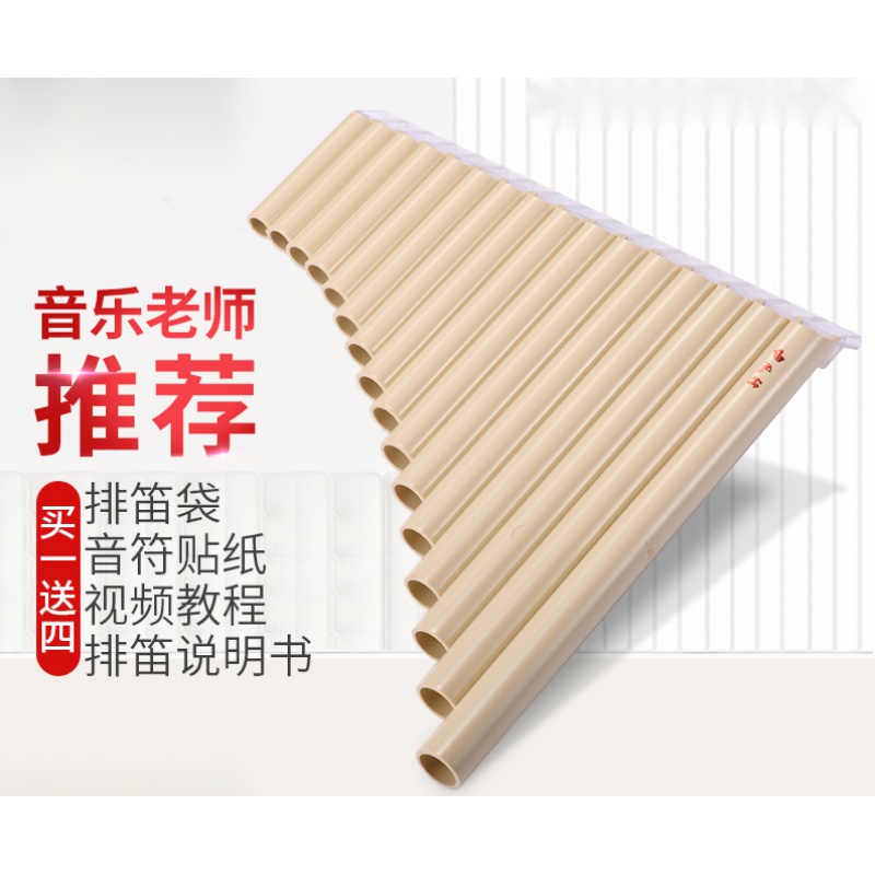 管排箫乐器改良款c调初学儿童学生演奏 新款16管象牙白普及款 音符贴