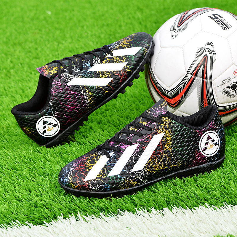 安崉童鞋足球鞋男碎钉ag长短钉tf女儿童学生人草防滑透气训练 黑色