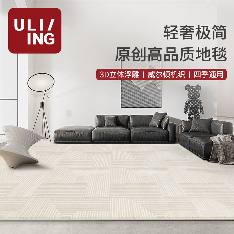 优立 地毯客厅现代简约欧式客厅沙发地毯卧室北欧轻奢高级床边地毯 旁白05-300X400CM