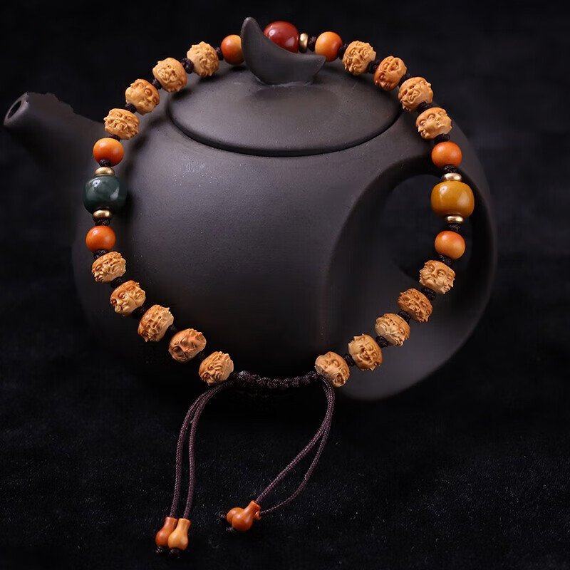 6核尖纯手工橄榄核雕刻千面佛手串 四面罗汉文玩把玩橄榄胡手链 0.