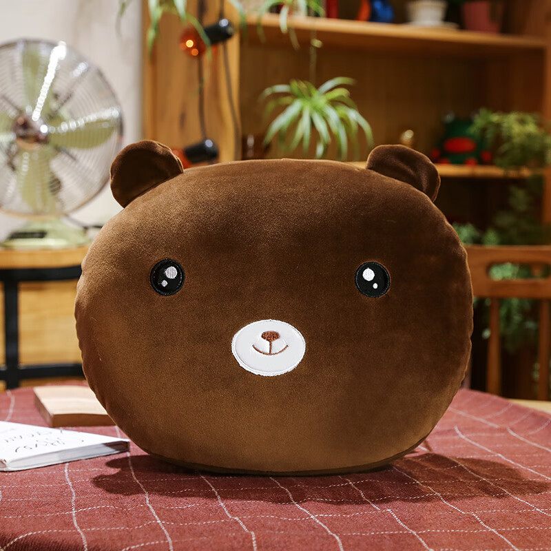 宝兰晶暖手抱枕冬天手捂插手毛绒玩具可爱卡通 深棕色 棕熊 32厘米(棉