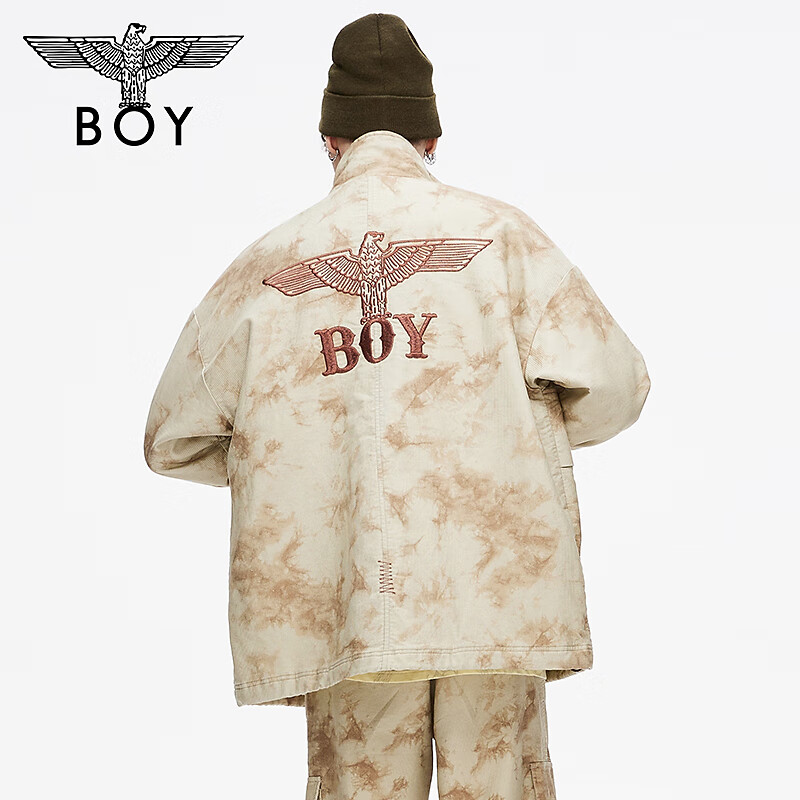 boylondon旗舰2021冬季新款老鹰刺绣短款棉服女棉服男602911 卡其色 L