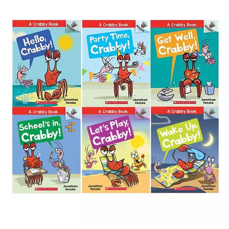 预售 A Crabby Book 你好小螃蟹 6册 英文原版 Acorn 学乐大树姐妹篇橡树系列 儿童全彩趣味幽默故事书 课外桥梁章节书 梦想童趣城