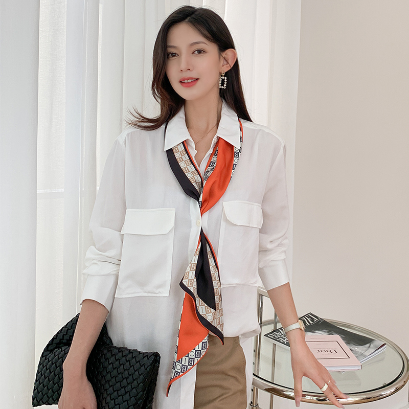搭配衬衫西装长条小丝巾女百搭绑包薄款春秋高档时尚高级感职业装