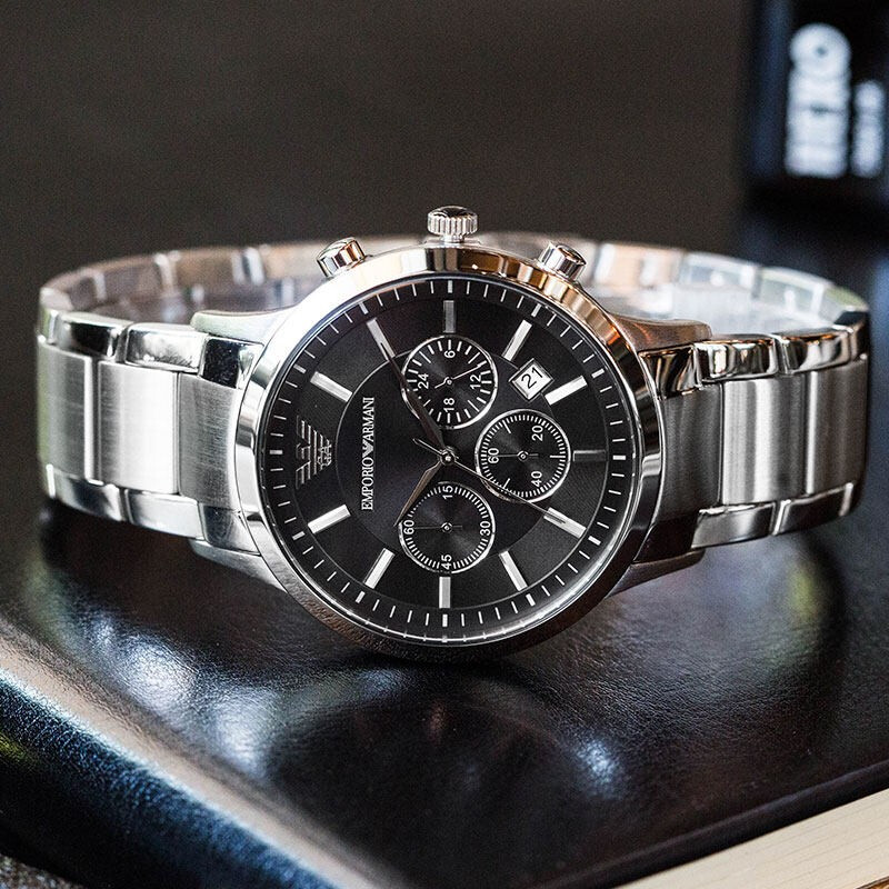 阿玛尼(emporio armani)手表 钢质表带休闲商务腕表石英男表  ar2434