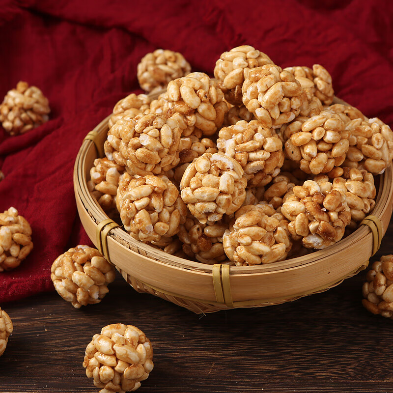 童年老式传统手工零食米花团 大米胖爆米花小米球怀旧小时候食品 50