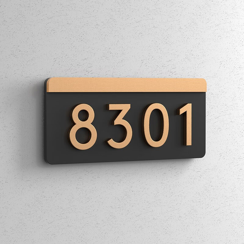 出租房门牌号家用3d立体创意数字房号指引牌楼层牌 a款 金色 28x12cm