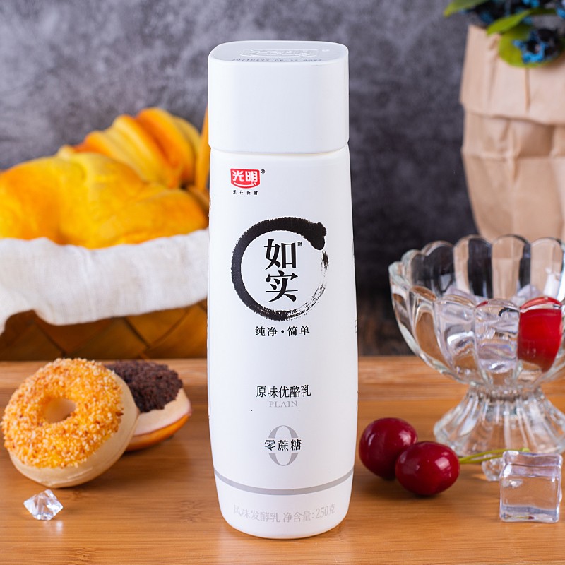 光明 如实优酪乳酸奶250g/瓶不添加蔗糖风味发酵乳低温酸牛奶 原味