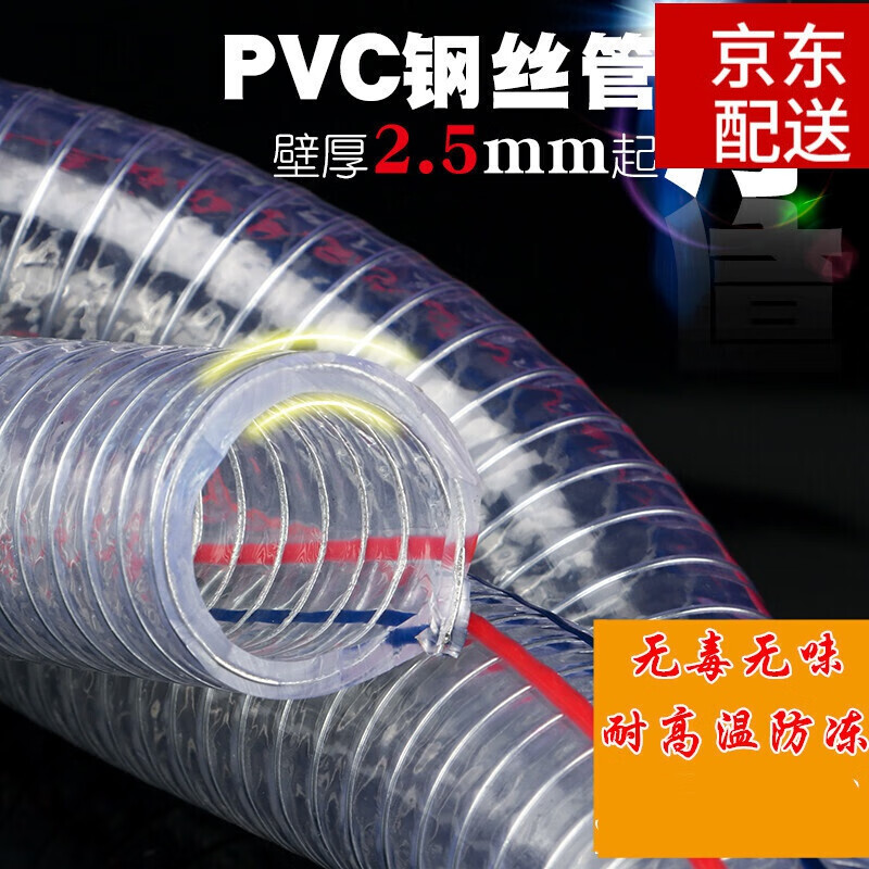 两腿跑高压水管透明加厚暖气一寸钢丝软管PVC 耐高温液压油管塑料波纹管 内径25毫米(1寸)1米价