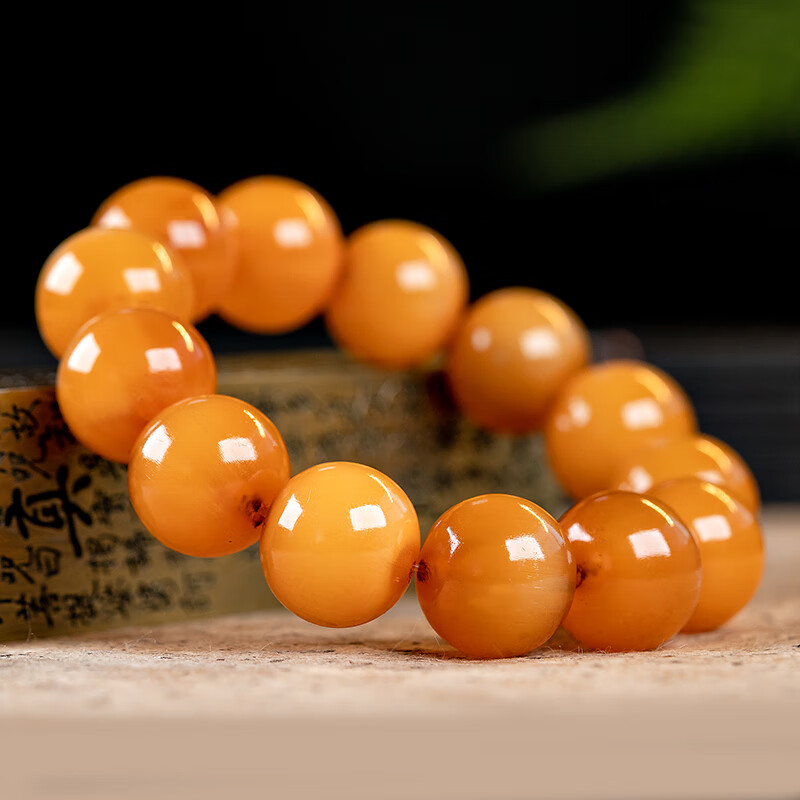 eck天然牦牛角手串保·真老料金丝牛角手链男款佛珠文玩收藏20mm念珠