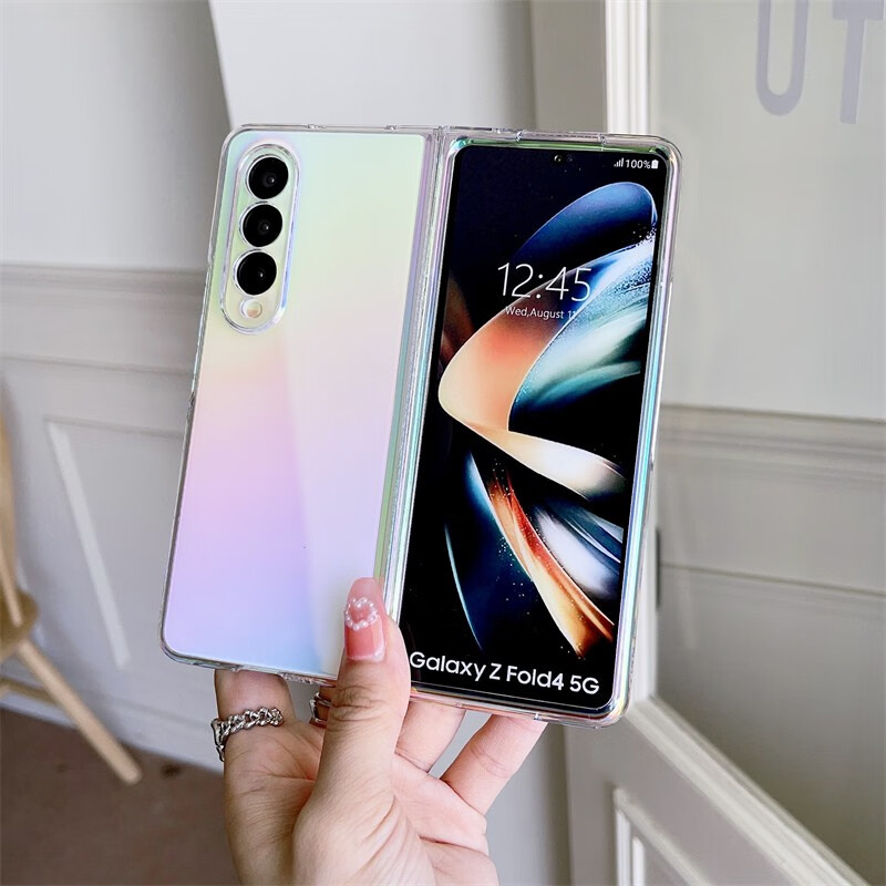brba适用于炫彩镭射透明亚克力三星zfold4手机壳折叠屏galaxyw22保护