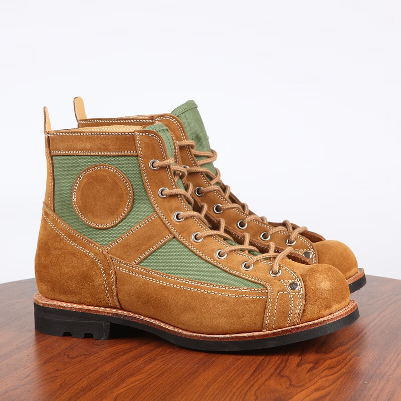 富伊熊羊毛65式伞兵靴固特工艺上线冬季工装靴保暖高帮工作靴沙漠靴男