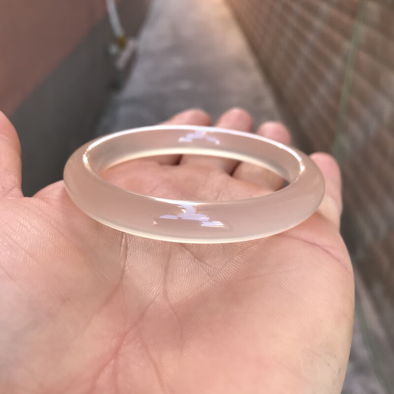 蝶灿 马达加斯加圆条玛瑙手镯女 白冰种香槟色玉髓镯子荔枝冻起荧光