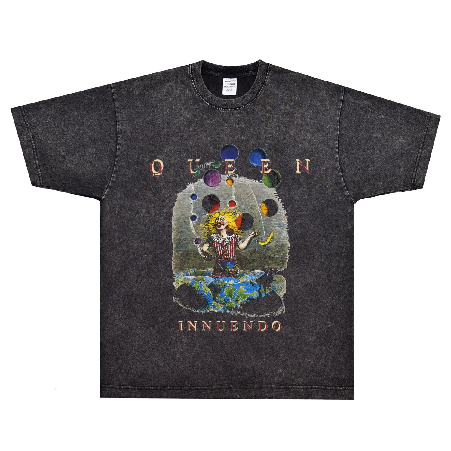 queen innuendo t恤皇后乐队摇滚美式复古小领口小丑图案宽松短袖