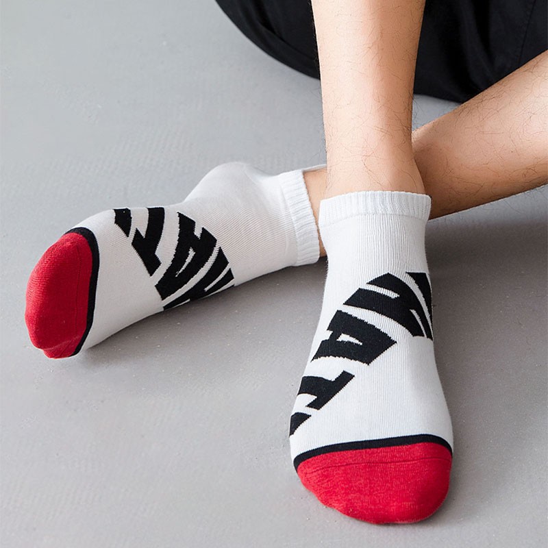 莎兰朵袜子男士短袜纯棉防臭吸汗春秋季全棉运动潮流青少年中学生低腰 纯棉潮短袜-混色5双装 均码