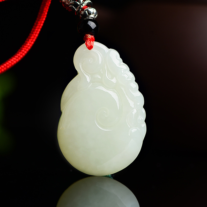 岚珊 新疆和田白玉如意吊坠 男女款玉如意挂件项链 款式一38*25mm