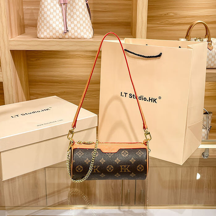 南哲小众设计包包女2023新款圆筒斜挎包圆柱形法棍包 咖啡