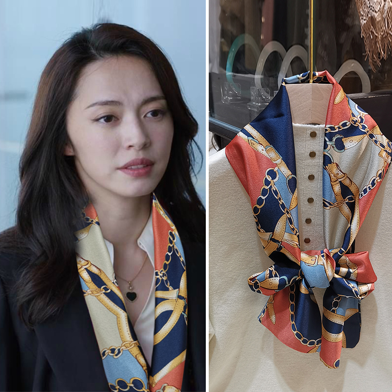 淑咪丽 小丝巾女春秋季新款都挺好姚晨苏明玉同款长条细窄围巾装饰isn