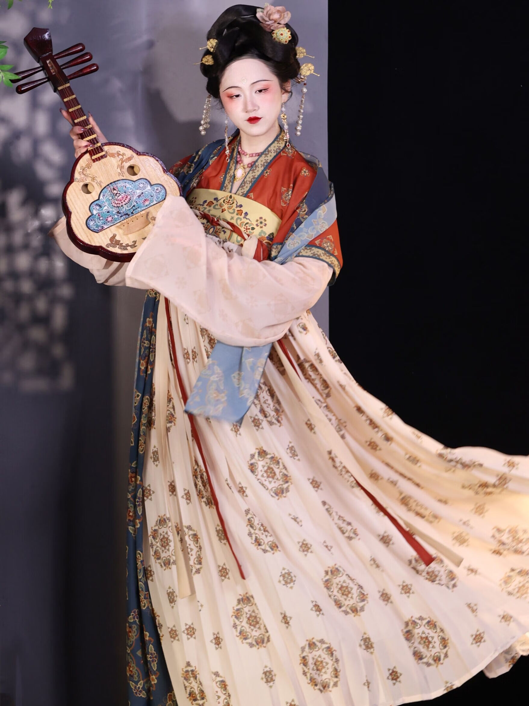 莺舞韵梨花阁亭汉服女长安一梦唐制褙子齐胸襦裙直领对襟大袖衫夏款