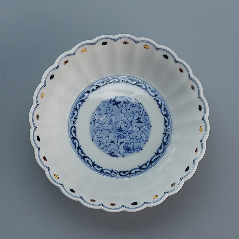 北野工坊手工餐具作家三浦晃祯手绘染彩牡丹图碗日式陶瓷餐碗面碗汤碗