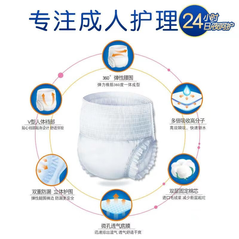 康进福成人拉拉裤 老人内裤型纸尿裤 老年人尿不湿 男女通用产妇尿不湿 拉拉裤L码【实惠装】50片装