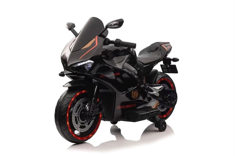 摩托车4-12岁小孩可坐大人双人男女 t59-黑脚踏油门小电瓶无光轮硬