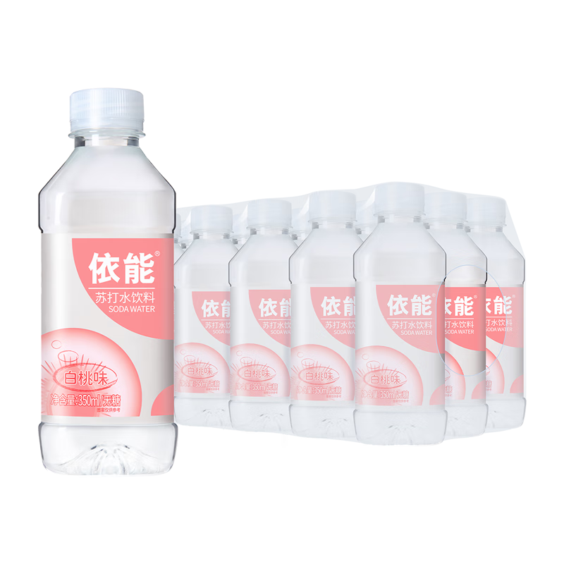 依能 白桃味 无糖无汽弱碱 0脂 苏打水饮料 350ml*15瓶 塑膜装饮用水