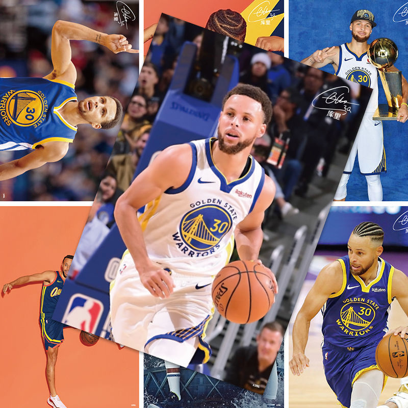 【球迷推荐】库里海报金州勇士贴墙卧室超大高清壁纸墙纸nba球星签名