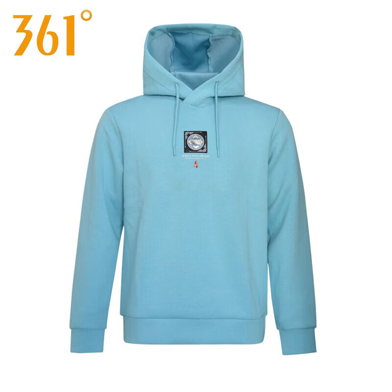 361°运动卫衣男24春秋季新款学生连帽套头卫衣宽松舒适上衣 蜡灰蓝 s