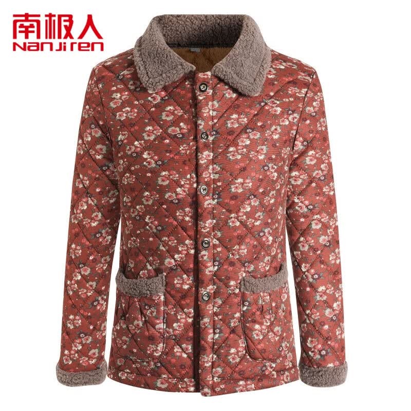 南极人立领棉袄宽松碎花秋冬加绒外套长袖大码女装新款妈妈装棉衣中老年 [红底小花] XL [建议85-105斤]使用感如何?