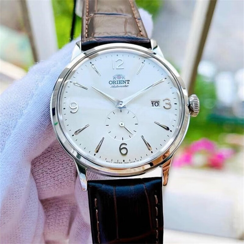 东方双狮(orient)男手表bambino 小三针复古棕色皮带防水商务休闲男士