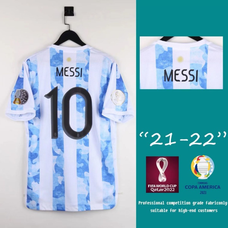 滕讯体育同款2021阿根廷美洲杯球衣主场国家队球迷版短袖足球服10号梅西迪巴拉 梅西10号套装-球迷版 XL