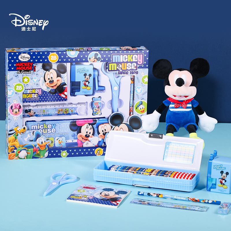 迪士尼(Disney)文具套装7件套 小学生文具礼盒 开学文具礼包 儿童节礼物学习奖品 米奇系列 蓝色 DM6049-5A