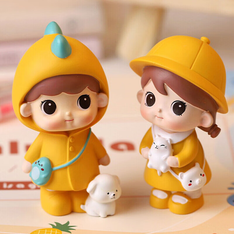 缔晶萌小情侣可爱摆件生日礼物送女友员工公仔办公室桌面手办一对娃娃