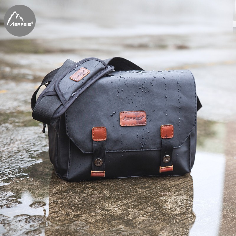 阿尔飞斯(Aerfeis) 单肩相机包 适用于索尼富士防水斜跨佳能单反摄影包尼康微单便携收纳包 黑色小号