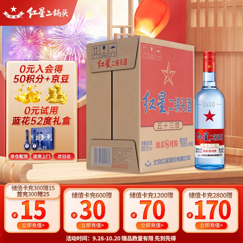 红星 红星二锅头 蓝瓶绵柔8陈酿 清香型 白酒 53度 750ml*6瓶 整箱装使用感如何?