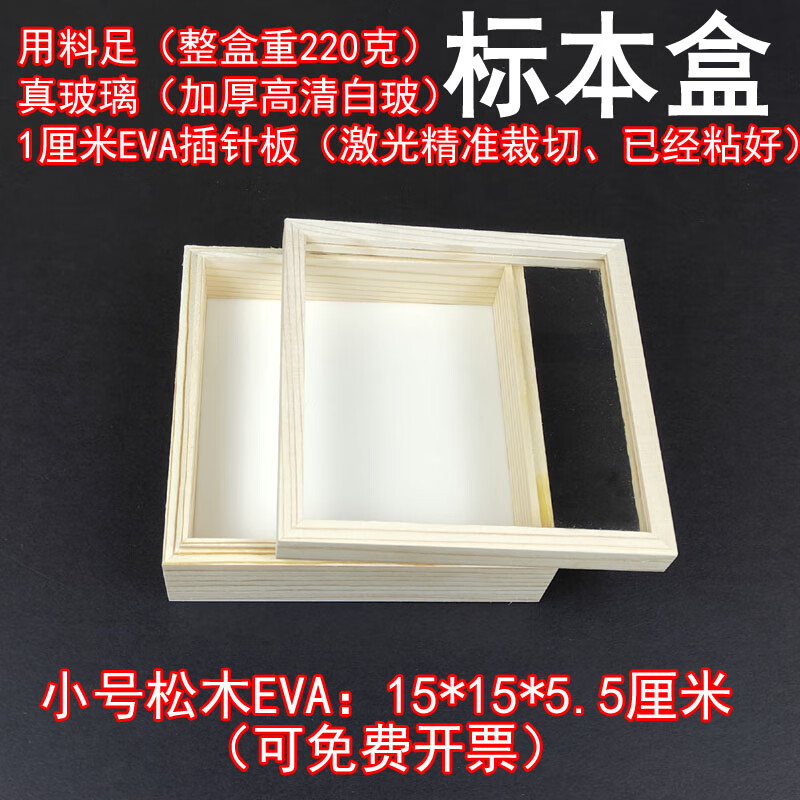标本盒 蝴蝶昆虫植物化石展示收纳盒 农林实验室教学用品盒 小#松木EVA