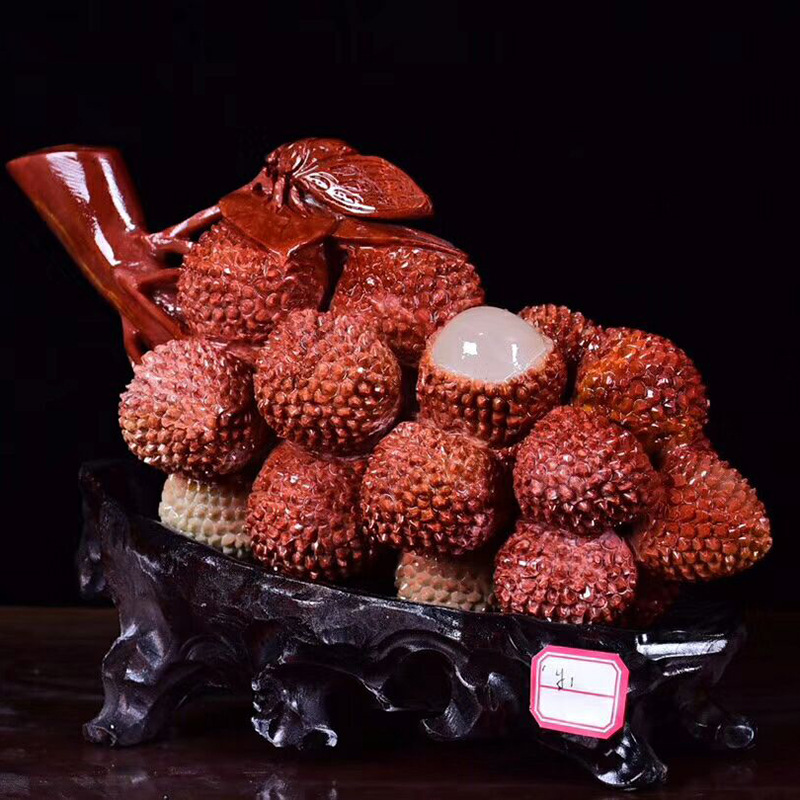 福建福州寿山石 石雕国石荔枝小摆件  大吉大利纯手工雕刻 默认款式