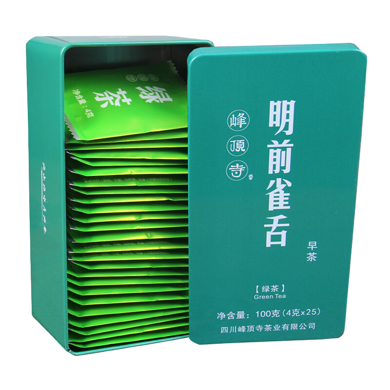 峰頂寺雀舌綠茶2025新茶四川明前毛尖云霧嫩芽宜賓早春茶葉小袋裝100g