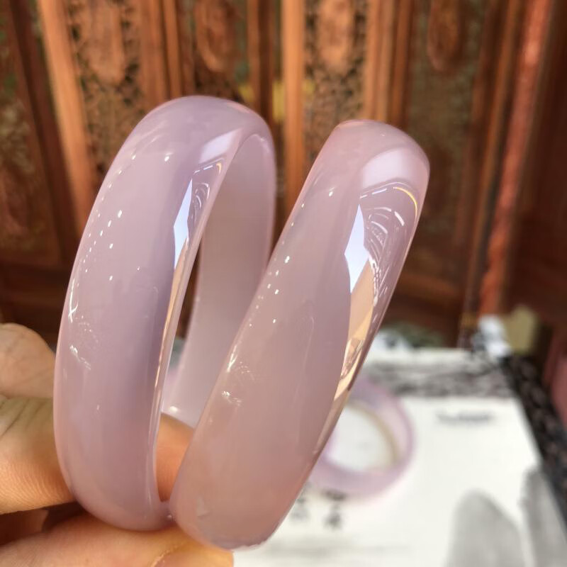 芙蓉玉手镯细玉镯 玉髓镯玛瑙饰品手圈首饰女 手环少女玉镯 特小号52