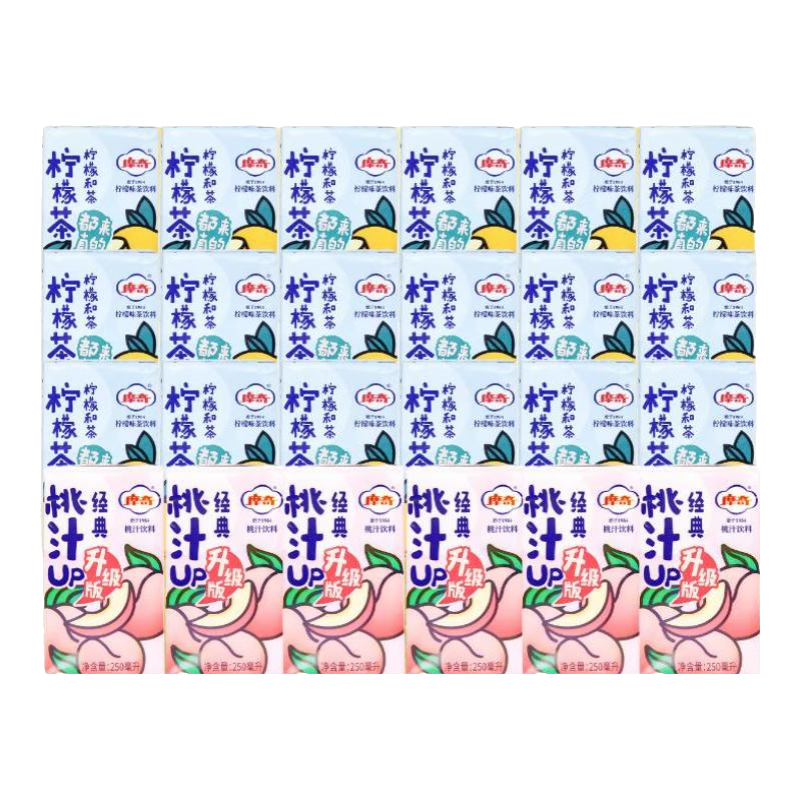 摩奇整箱装老北京怀旧风味饮品经典味道组合装 250ml*24盒-京东物流 桃汁*6+柠檬茶*18